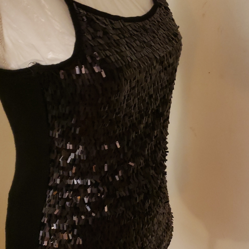 FOCUS Black Sequin Spaghetti Camisole SZ M - Picture 4 of 16